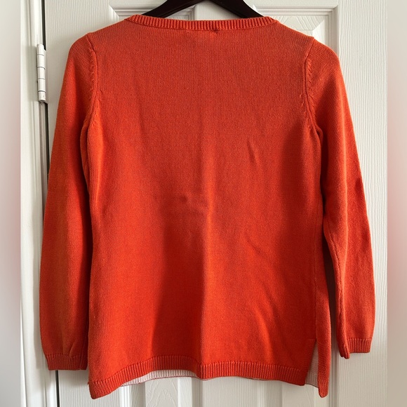 Lauren Ralph Lauren Women's Long Sleeve Orange Floral Knit Sweater, Size Medium - Picture 2 of 9